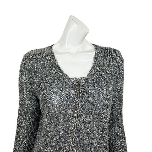 The Kooples Gray Linen Blend Zip Cardigan Sweater Women’s Large Knit - Picture 8 of 9